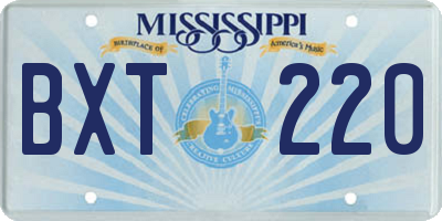 MS license plate BXT220