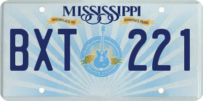 MS license plate BXT221