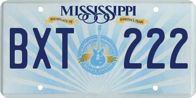 MS license plate BXT222