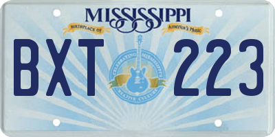 MS license plate BXT223