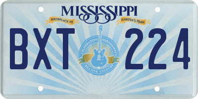 MS license plate BXT224
