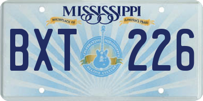 MS license plate BXT226