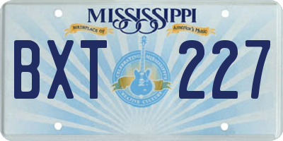 MS license plate BXT227