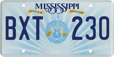 MS license plate BXT230
