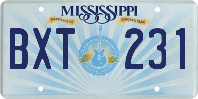 MS license plate BXT231