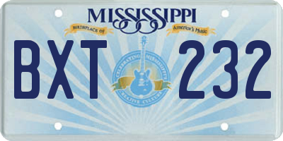 MS license plate BXT232