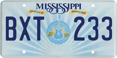 MS license plate BXT233