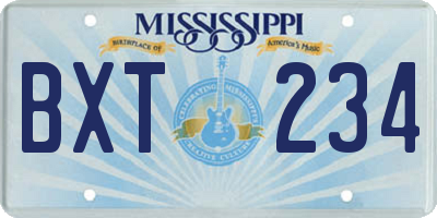 MS license plate BXT234