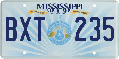 MS license plate BXT235
