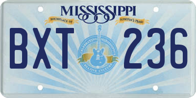 MS license plate BXT236