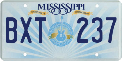 MS license plate BXT237