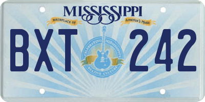 MS license plate BXT242