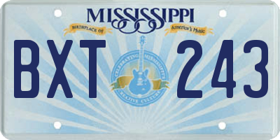 MS license plate BXT243