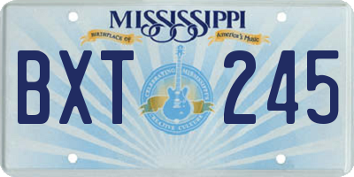 MS license plate BXT245