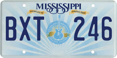 MS license plate BXT246