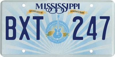 MS license plate BXT247