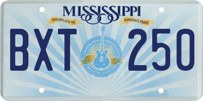 MS license plate BXT250