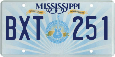 MS license plate BXT251