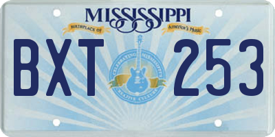 MS license plate BXT253