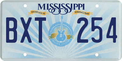 MS license plate BXT254