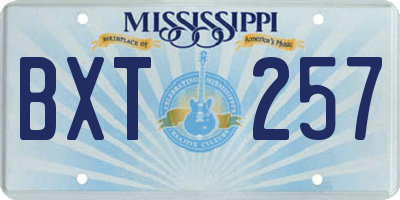 MS license plate BXT257