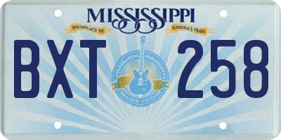MS license plate BXT258