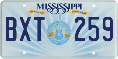 MS license plate BXT259