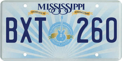 MS license plate BXT260