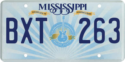 MS license plate BXT263