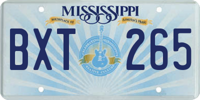 MS license plate BXT265