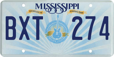MS license plate BXT274