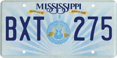 MS license plate BXT275