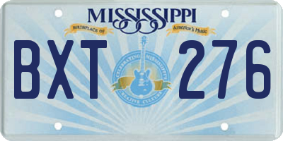 MS license plate BXT276