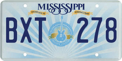 MS license plate BXT278