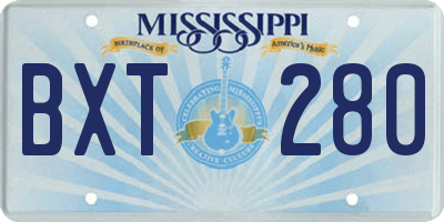 MS license plate BXT280