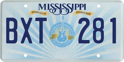 MS license plate BXT281