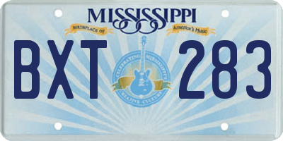 MS license plate BXT283