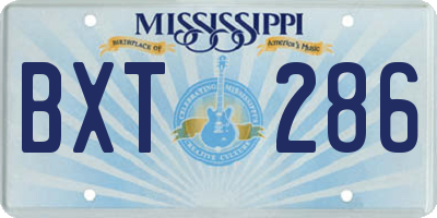 MS license plate BXT286