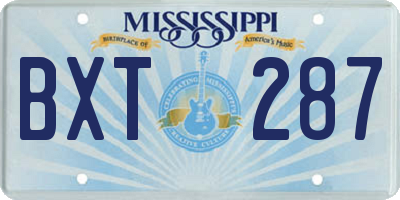 MS license plate BXT287