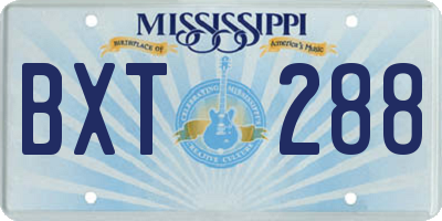 MS license plate BXT288