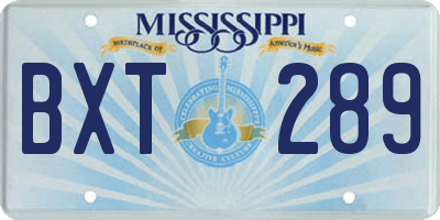 MS license plate BXT289