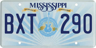 MS license plate BXT290