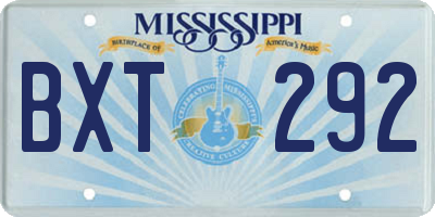 MS license plate BXT292
