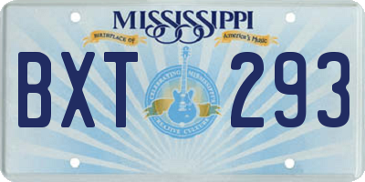 MS license plate BXT293