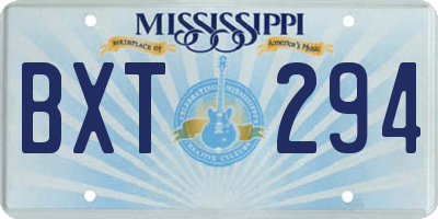 MS license plate BXT294
