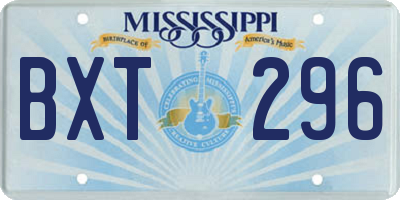 MS license plate BXT296