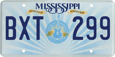 MS license plate BXT299