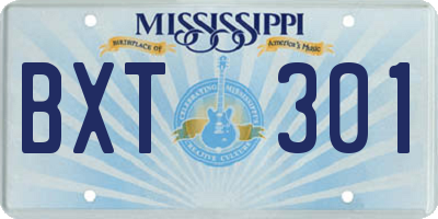 MS license plate BXT301