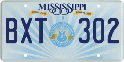 MS license plate BXT302