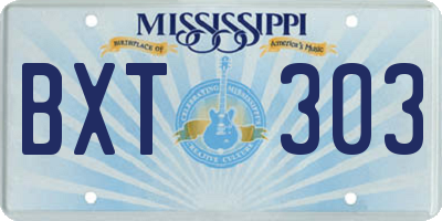MS license plate BXT303